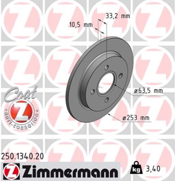 Zimmermann Brake Disc for FORD SIERRA Turnier (BNC) rear