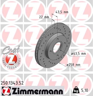 Zimmermann Sport Brake Disc for FORD FOCUS (DAW, DBW) front