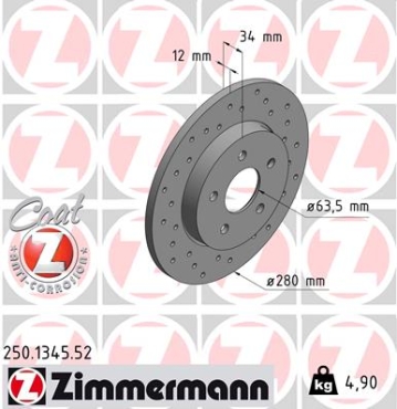Zimmermann Sport Brake Disc for FORD MONDEO III Stufenheck (B4Y) rear