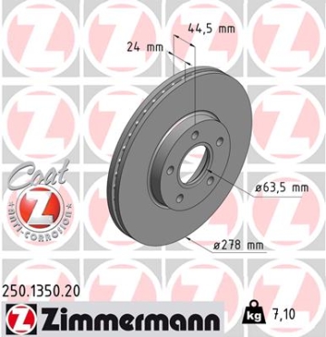 Zimmermann Brake Disc for FORD TOURNEO CONNECT front