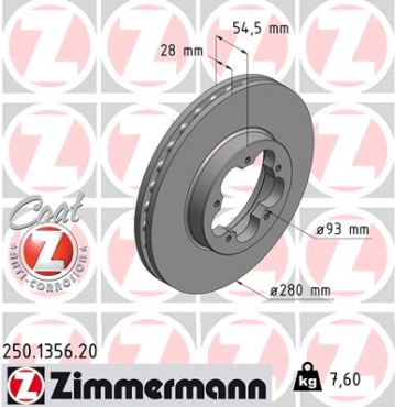 Zimmermann Brake Disc for FORD TRANSIT TOURNEO front