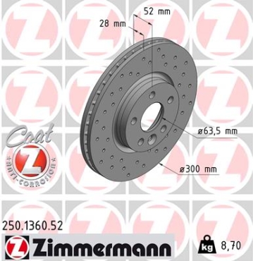 Zimmermann Sport Brake Disc for FORD GALAXY (WM) front