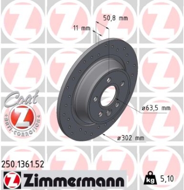 Zimmermann Sport Brake Disc for FORD MONDEO IV Turnier (BA7) rear