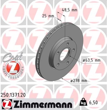 Zimmermann Brake Disc for FORD GRAND C-MAX (DXA/CB7, DXA/CEU) front