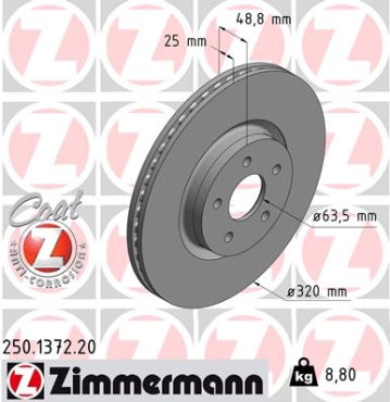 Zimmermann Brake Disc for FORD TOURNEO CONNECT / GRAND TOURNEO CONNECT Kombi front