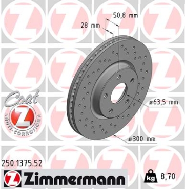 Zimmermann Sport Brake Disc for FORD MONDEO V Schrägheck (CE) front