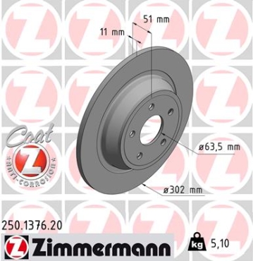 Zimmermann Brake Disc for FORD MONDEO V Schrägheck (CE) rear