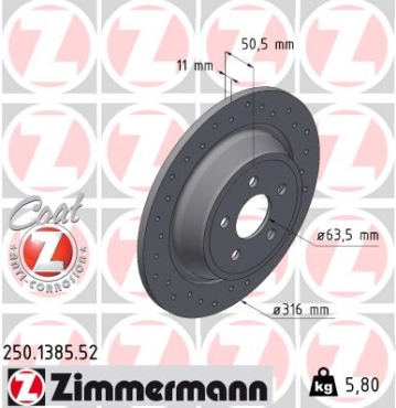 Zimmermann Sport Brake Disc for FORD S-MAX (CJ, WA6) rear