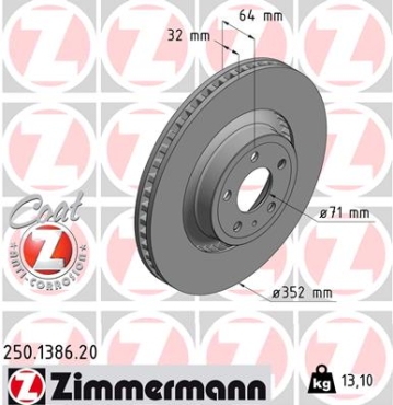 Zimmermann Brake Disc for FORD USA MUSTANG Coupe front