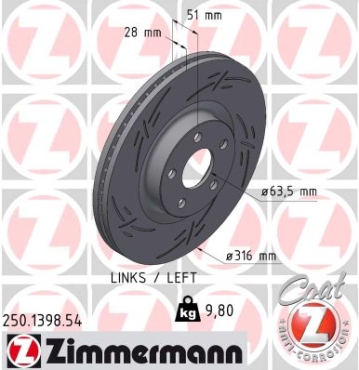 Zimmermann Sport Brake Disc for FORD GALAXY III (CK) front left