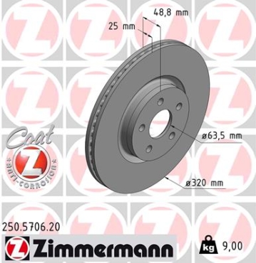 Zimmermann Brake Disc for FORD TRANSIT CONNECT V408 Kasten/Großraumlimousine front