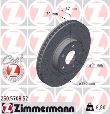 Zimmermann Sport Brake Disc for FORD USA MUSTANG Coupe front