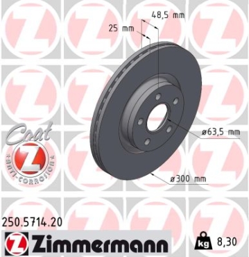 Zimmermann Brake Disc for FORD TRANSIT CONNECT Großraumlimousine front