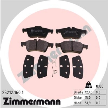 Zimmermann Brake pads for FORD FOCUS III rear
