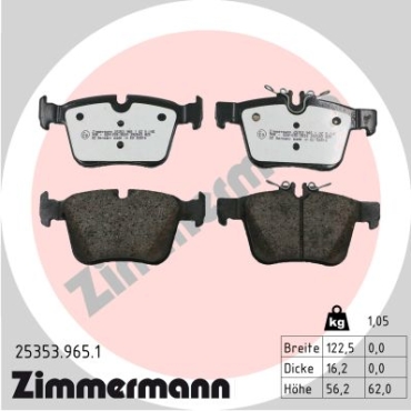 Zimmermann rd:z Brake pads for MERCEDES-BENZ C-KLASSE T-Model (S205) rear