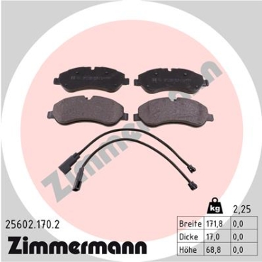 Zimmermann Bremsbeläge für FORD TRANSIT Pritsche/Fahrgestell vorne
