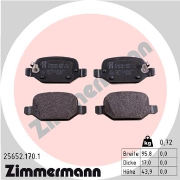 Zimmermann Brake pads for FIAT 500L (351_, 352_) rear
