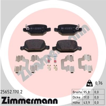 Zimmermann Brake pads for FIAT 500L (351_, 352_) rear