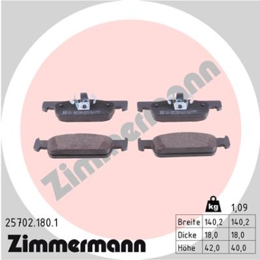 Zimmermann Brake pads for SMART FORTWO Coupe (453) front