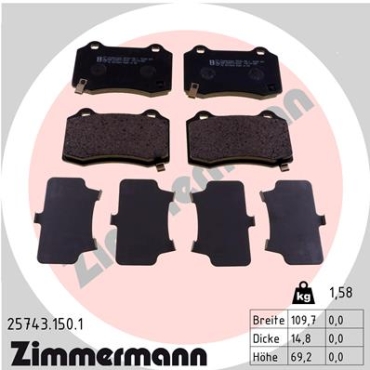 Zimmermann Brake pads for TESLA MODEL X (5YJX) rear