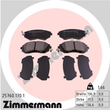 Zimmermann Bremsbeläge für SUBARU IMPREZA Schrägheck (GR, GH, G3) vorne