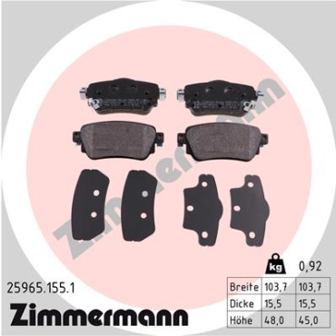 Zimmermann Brake pads for RENAULT KADJAR (HA_, HL_) rear