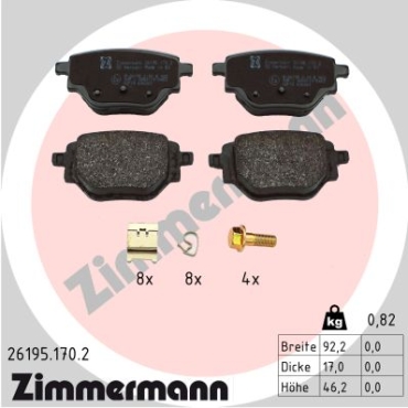 Zimmermann Brake pads for PEUGEOT 208 II (UB_, UP_, UW_, UJ_) rear