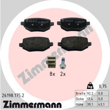 Zimmermann Brake pads for DS DS 3 / DS 3 CROSSBACK (UR_, UC_, UJ_) rear