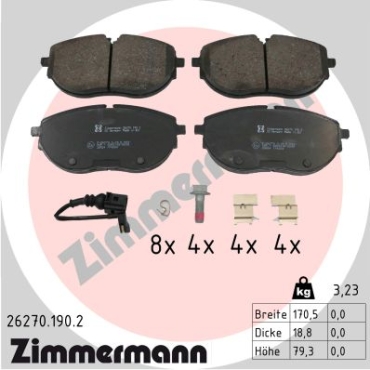 Zimmermann Brake pads for VW TRANSPORTER T6 Pritsche/Fahrgestell (SFD, SFE, SFL, SFZ, SJD front