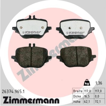 Zimmermann rd:z Brake pads for MERCEDES-BENZ E-KLASSE (W214) rear