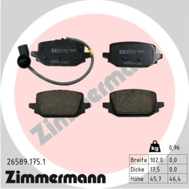 Zimmermann Brake pads for MERCEDES-BENZ T-KLASSE Großraumlimousine (W420) rear