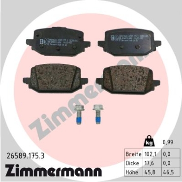 Zimmermann Brake pads for RENAULT KANGOO III RAPID rear