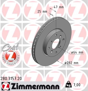 Zimmermann Brake Disc for HONDA ACCORD VI Hatchback (CH, CL) front