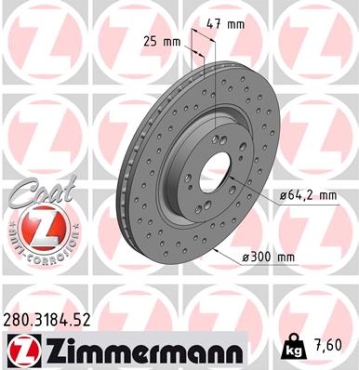 Zimmermann Sport Brake Disc for HONDA CIVIC VIII Hatchback (FN, FK) front