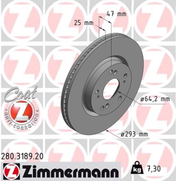 Zimmermann Brake Disc for HONDA CIVIC IX (FK) front