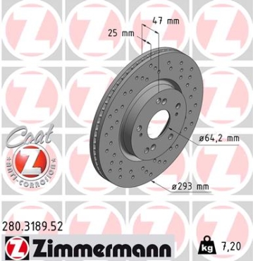 Zimmermann Sport Brake Disc for HONDA CIVIC IX (FK) front