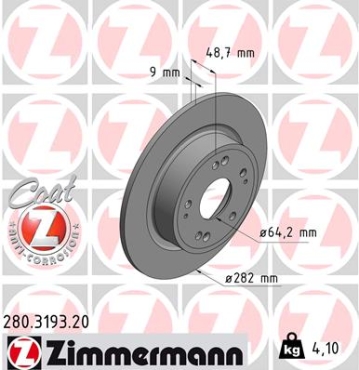 Zimmermann Brake Disc for HONDA HR-V (RU) rear