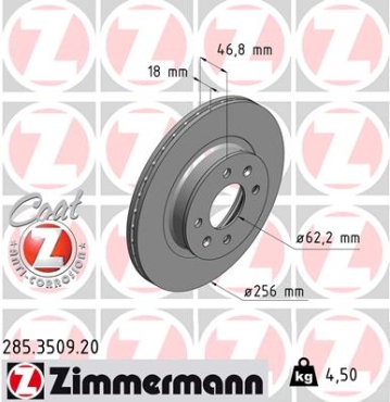 Zimmermann Brake Disc for HYUNDAI i20 (PB, PBT) front