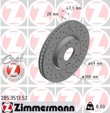 Zimmermann Sport Brake Disc for KIA PRO CEE´D (JD) front