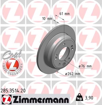 Zimmermann Brake Disc for HYUNDAI i30 (FD) rear