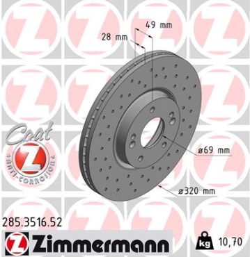 Zimmermann Sport Brake Disc for HYUNDAI SANTA FÉ II (CM) front
