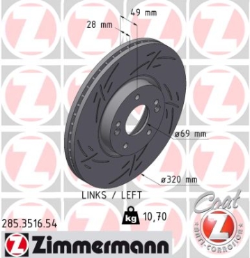 Zimmermann Brake Disc for HYUNDAI SANTA FE IV (TM, TMA) front left
