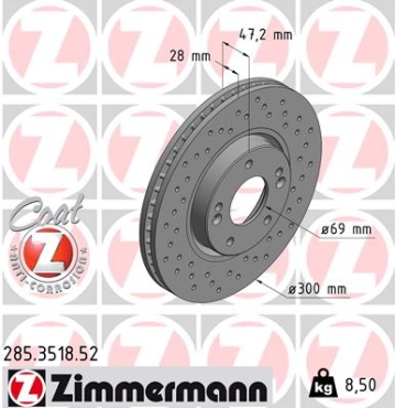 Zimmermann Sport Brake Disc for HYUNDAI SONATA V (NF) front