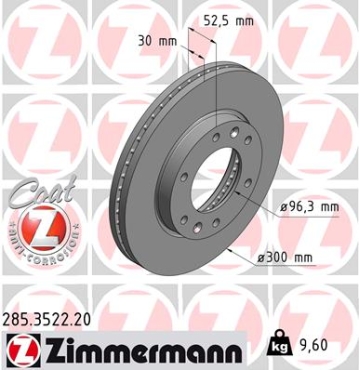 Zimmermann Brake Disc for HYUNDAI H-1 / STAREX Großraumlimousine (A1) front