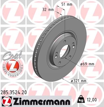 Zimmermann Brake Disc for HYUNDAI ix55 front