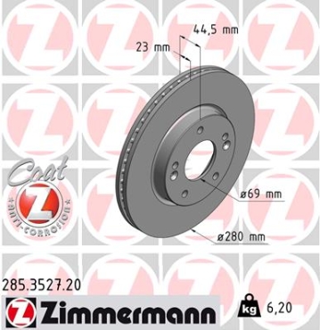 Zimmermann Brake Disc for KIA PRO CEE´D (JD) front