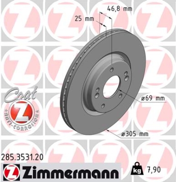 Zimmermann Brake Disc for HYUNDAI i30 (PDE, PD, PDEN) front