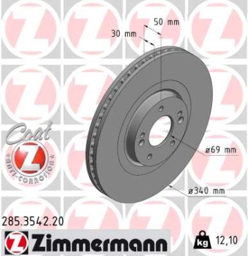 Zimmermann Brake Disc for HYUNDAI SANTA FE IV (TM, TMA) front
