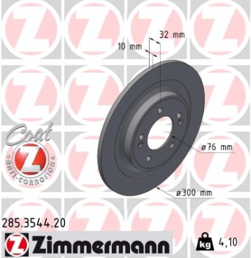 Zimmermann Brake Disc for HYUNDAI TUCSON (NX4E, NX4A) rear