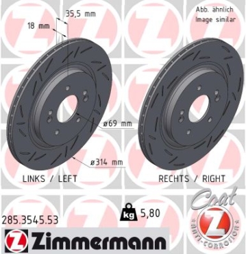 Zimmermann Sport Brake Disc for HYUNDAI SANTA FE IV (TM, TMA) rear